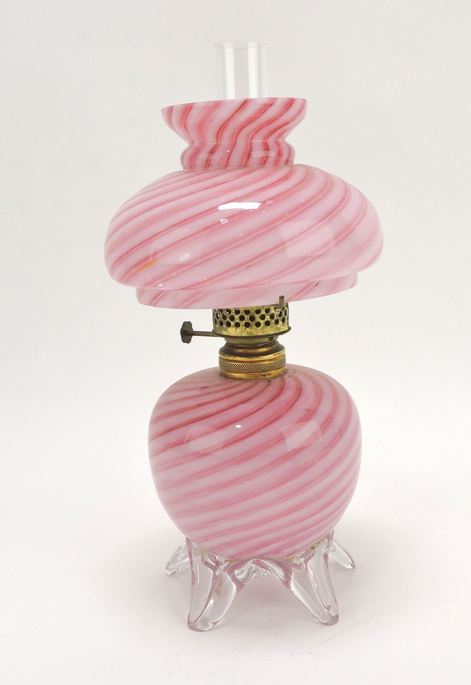 Pink swirl miniature oil lamp with (1 of 1)