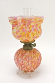 Spatter glass miniature oil lamp