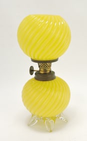 Yellow swirl cased glass miniature
