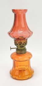 Amberina miniature oil lamp, 8 1/2"