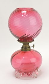 Cranberry miniature oil lamp with