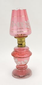 Cranberry floral enamel miniature