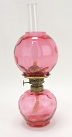 Cranberry miniature oil lamp,