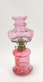 Cranberry miniature oil lamp,