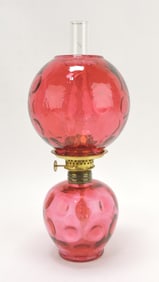 Cranberry miniature oil lamp,