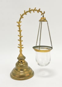 Brass miniature hanging lamp, 8"
