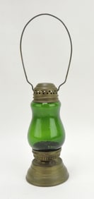 Brass skater's lantern with green