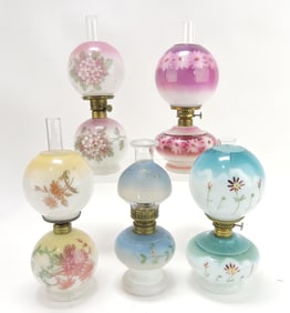 Milk glass lot of 5 miniature oil