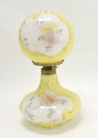 Large milk glass miniature oil lamp,