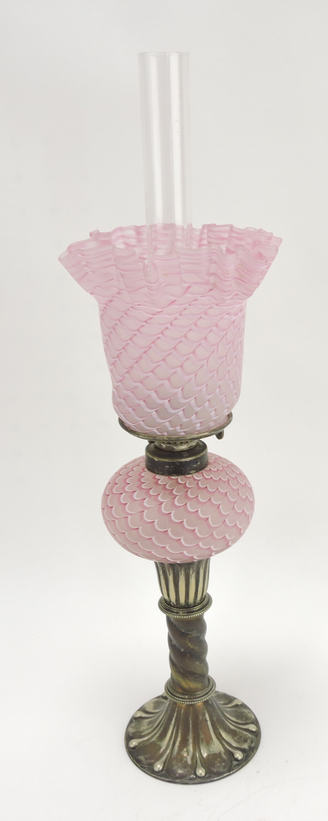 Satin glass miniature banquet lamp, (1 of 1)