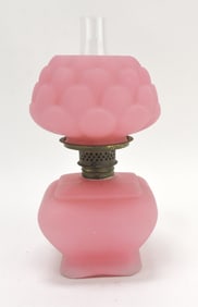 Pink satin glass 'Artichoke' miniature