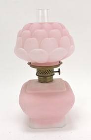 Pink satin glass 'Artichoke' miniature