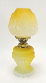 Yellow satin cased glass embossed