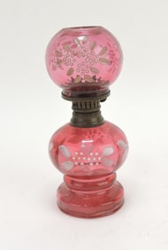 Cranberry floral enamel miniature