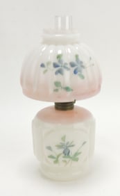 Milk glass floral enamel miniature