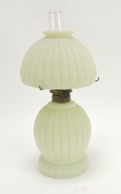 Custard satin glass ribbed miniature