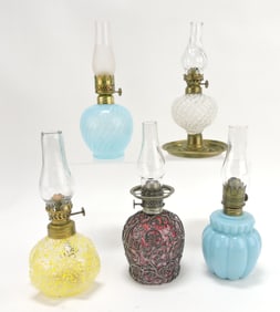 Lot of 5 miniature oil lamp bases,