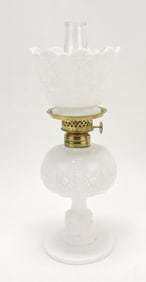 Milk glass daisy and cube miniature oil