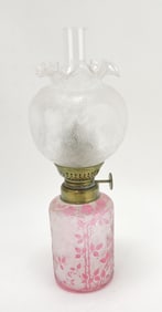 Cameo art glass miniature oil lamp