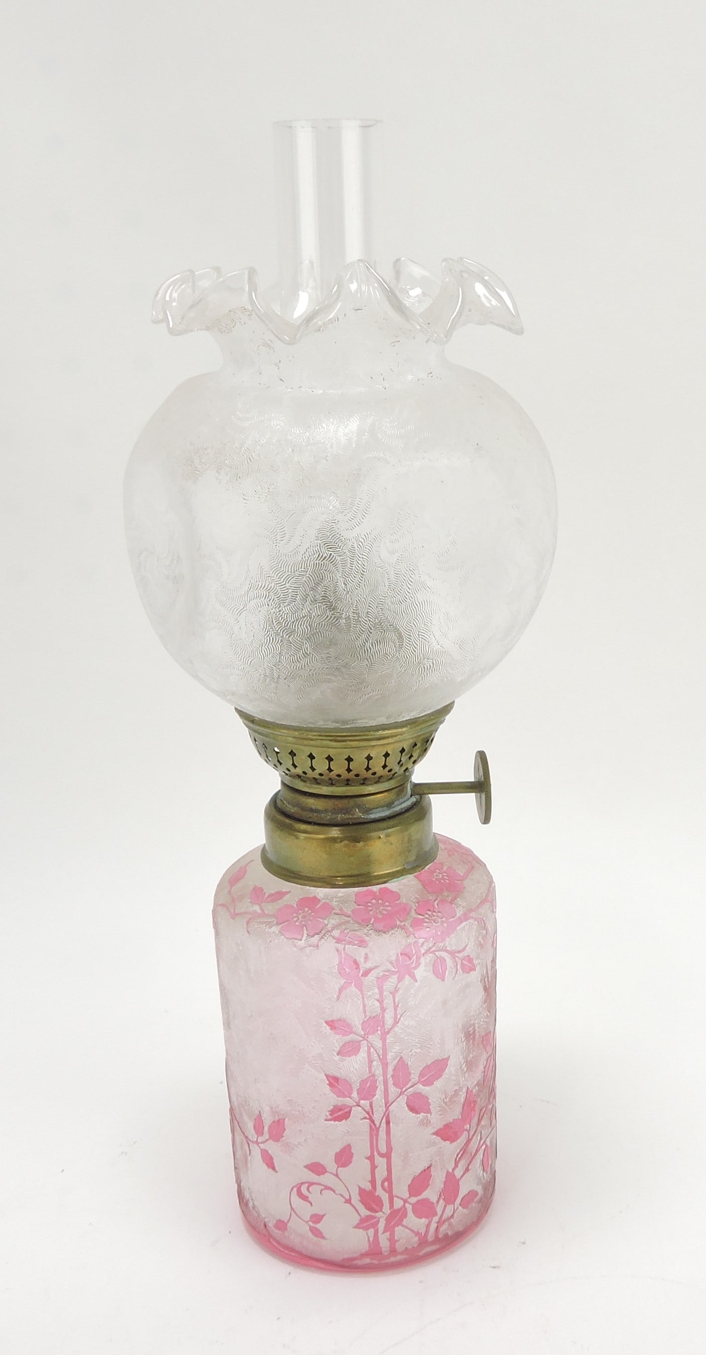 Cameo art glass miniature oil lamp (1 of 2)