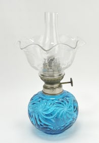 Blue glass embossed miniature