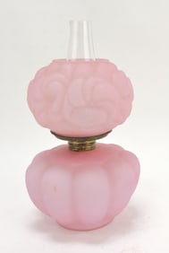 Pink satin miniature oil lamp
