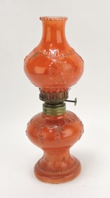 Red painted milk glass miniature