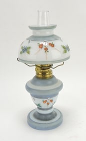 Milk glass floral enamel miniature