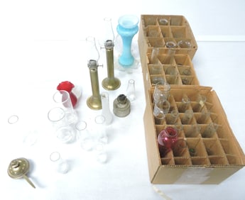 Lot of miniature lamp chimneys,