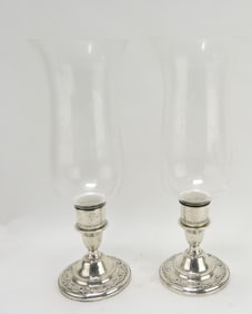 Sterling silver pair of candle holders