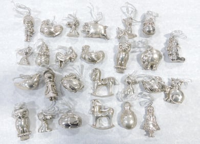 Sterling silver lot of 26 ornaments,