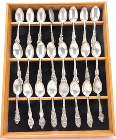 Sterling silver lot of 24 spoons, 21.2 ozt,