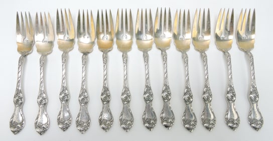 Sterling silver set of 12 forks, 7",