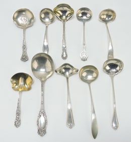 Sterling silver lot of 10 ladles, 4 1/2" to