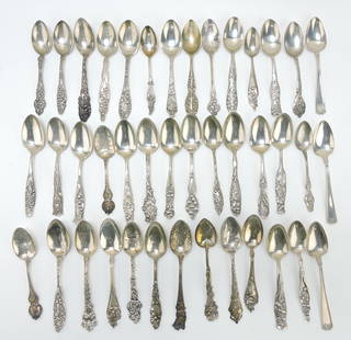 Sterling silver lot of 41 spoons,: some souvenir, 5 1/2", 33.9ozt