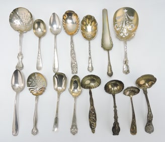 Sterling silver lot of 15 serving spoons
