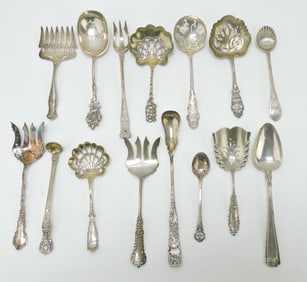 Sterling silver lot of 15 serving forks and