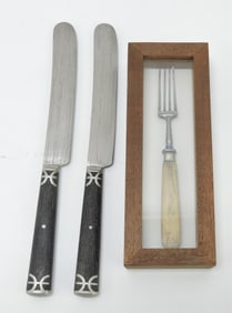 Pair of early wood handles knives and