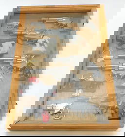 Frame of 10 cap guns and toy guns,