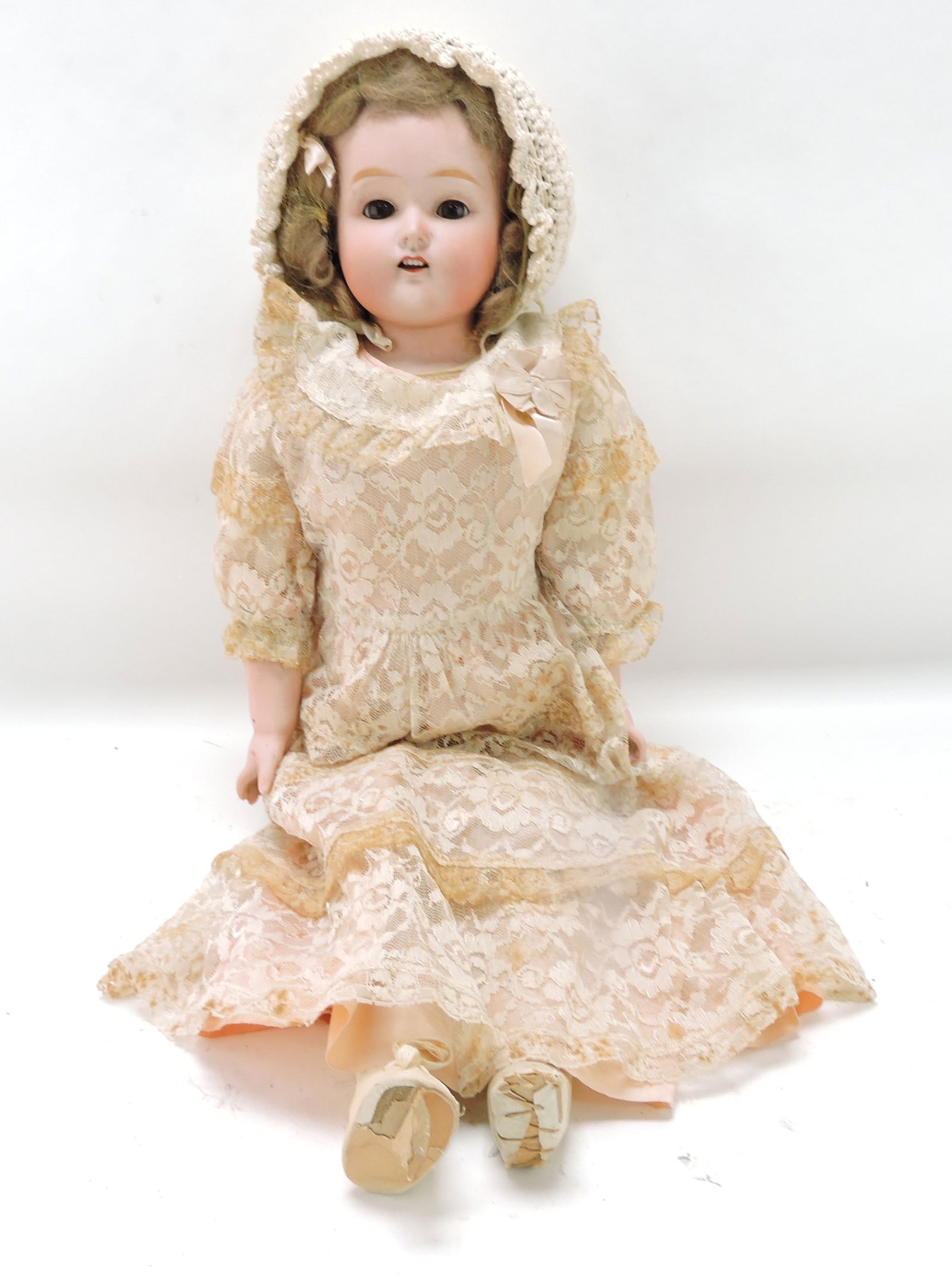 RE Nippon bisque head doll, 24": .