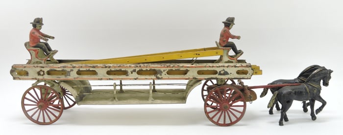 Metal and iron fire truck, some losses,