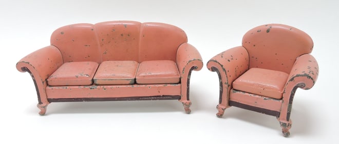 Arcade cast iron doll house sofa and