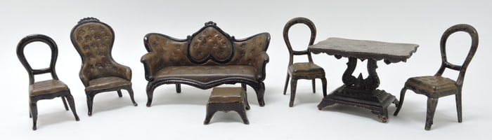 Cast iron doll house parlor set