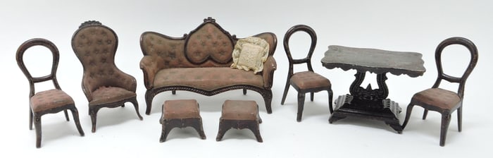 Cast iron doll house parlor set