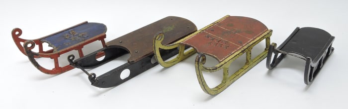 Cast iron, metal, and wood lot of 4