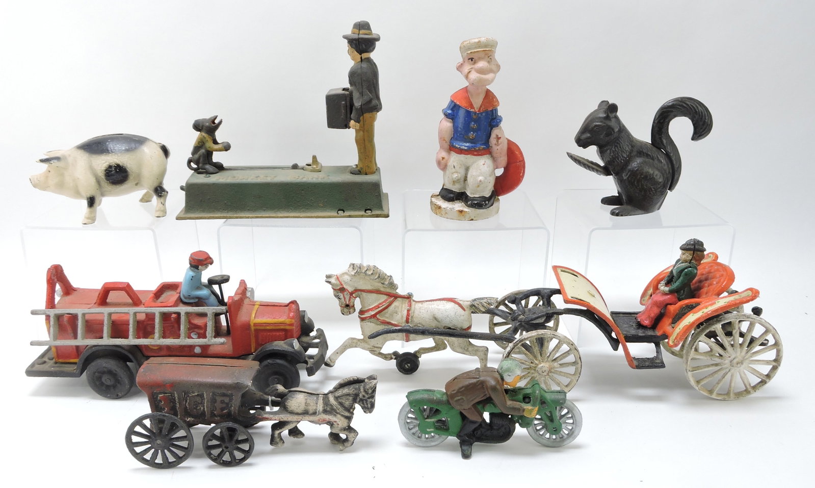Cast iron lot of 8 contemporary toys: .