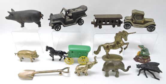 Cast iron and brass lot of 12