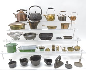 Cast iron, brass, copper, and enamel