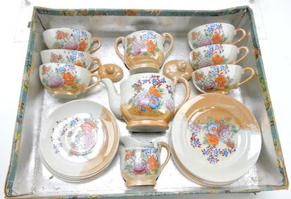 Japanese luster child's tea set in