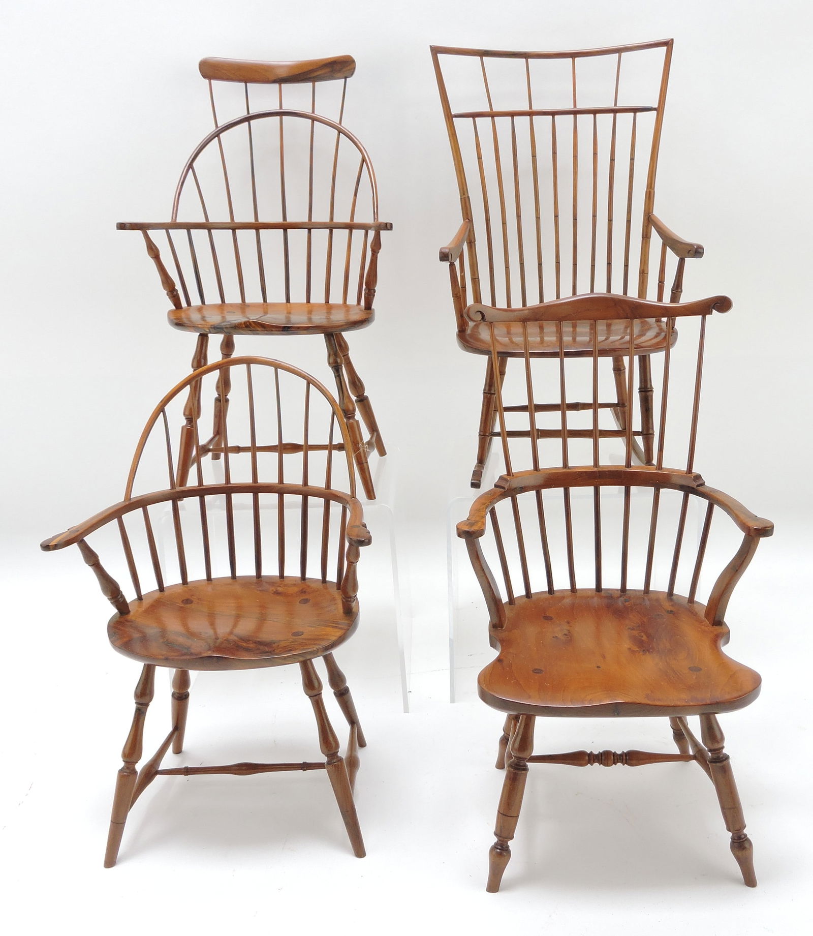 Lot of 4 handmade Windsor chairs and (1 of 1)